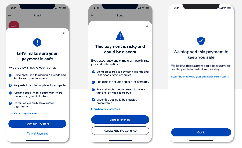 Introducción de alertas de estafa con AI para amigos y pagos familiares Introducción de alertas de estafa con AI para amigos y pagos familiares